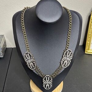 NY Rhinestone Cleopatra Antique Gold Tone Necklace
